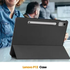 Hülle für Lenovo Tab P12 2023 TB-370FU TB-371FC 12.7 Zoll Smart Cover Etui mit ... -><noscript><img width=