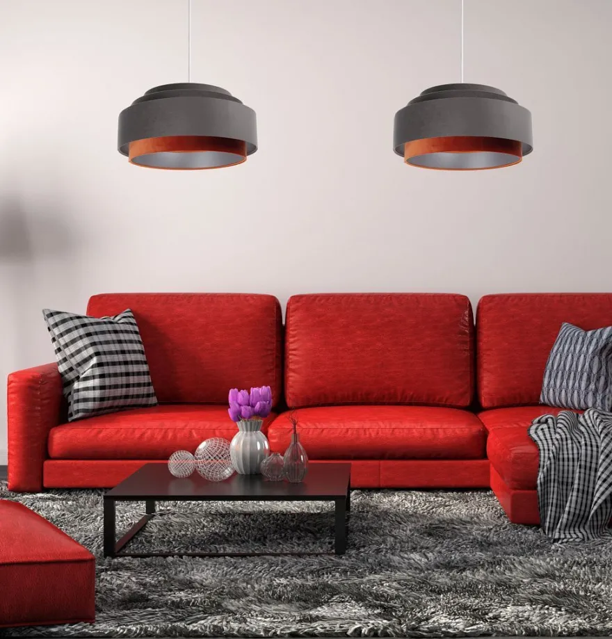 Hängeleuchte Doblo Lampenschirmhöhe 30 60 Metall Schwarz 110 Grau, Orange, Silber