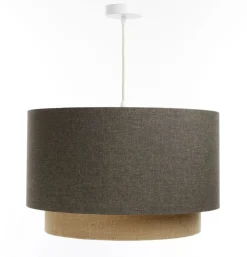 Hängeleuchte Duo XL Classic Elegant 40cm Graphitgrau, Beige-Braun