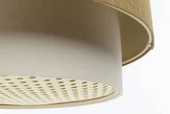 Hängeleuchte Duo XL Rattan Elegant 50cm Senfgelb, Vintage-Creme