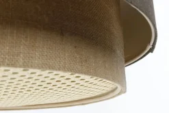 Hängeleuchte Duo XL Rattan Elegant 50cm Graphitgrau, Beige-Braun