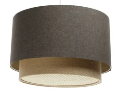 Hängeleuchte Duo XL Rattan Elegant 50cm Graphitgrau, Beige-Braun