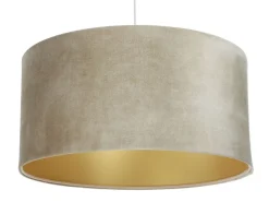 Hängeleuchte Glamour Metall Weiß Lampenschirmhöhe 25 50 107 Beige, Gold