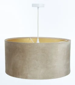 Hängeleuchte Glamour Metall Weiß Lampenschirmhöhe 25 50 107 Beige, Gold