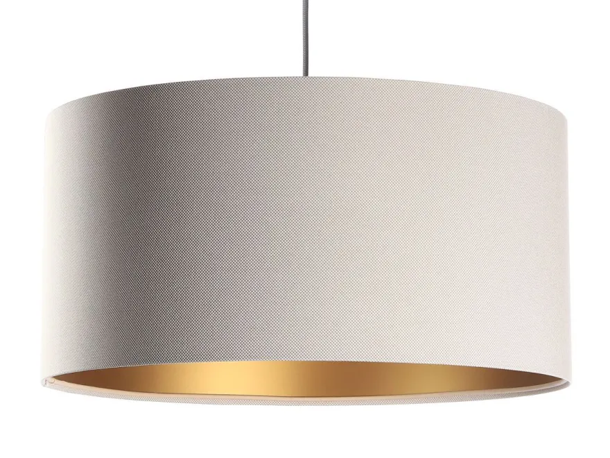 Hängeleuchte Glamour Metall Weiß Lampenschirmhöhe 30 60 112 Creme, Gold