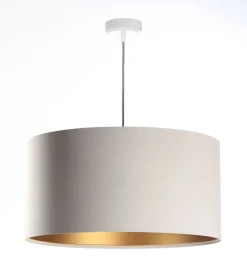 Hängeleuchte Glamour Metall Weiß Lampenschirmhöhe 30 60 112 Creme, Gold