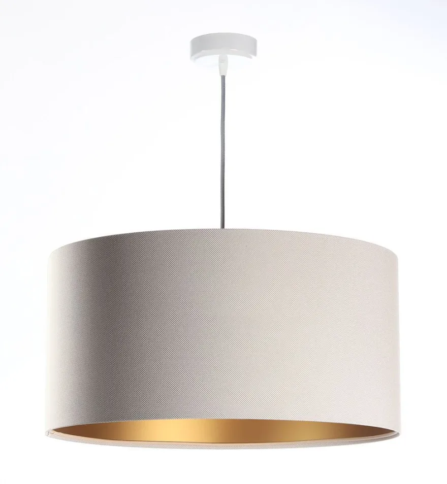 Hängeleuchte Glamour Metall Weiß Lampenschirmhöhe 30 60 112 Creme, Gold