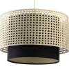 Hängeleuchte Rattan Lampenschirmhöhe 30 112 Metall Weiß 50 Creme, Schwarz