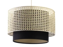Hängeleuchte Rattan Lampenschirmhöhe 30 112 Metall Weiß 50 Creme, Schwarz