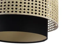 Hängeleuchte Rattan Metall Weiß Lampenschirmhöhe 25 107 40 Creme, Schwarz