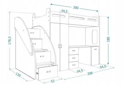 Hochbett Etagenbett Spielbett Kinderbett mit Matratze und Schublade 200x80 cm