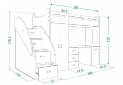 Hochbett Etagenbett Spielbett Kinderbett mit Matratze und Schublade 200x80 cm