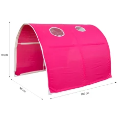 Hochbett mit Lattenrost 90x200 Spielbett Kinderbett Tunnel Vorhang pink Holz Kiefe...