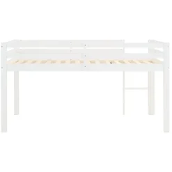 Hochbett 90x200 cm Stockbett Kinderbett Holz Kiefer Vorhang Turm Tunnel pink Rutsc