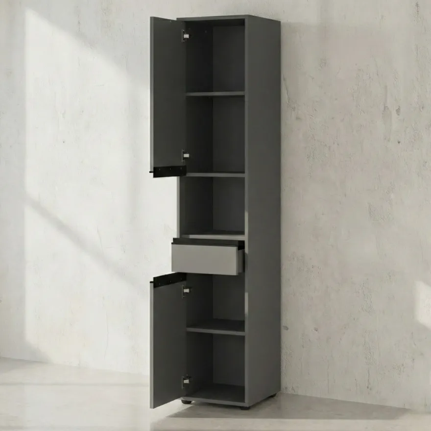 Hochschrank Hamburg mit Schublade und Türen, Soft-Close, matt, 33x181x34 cm