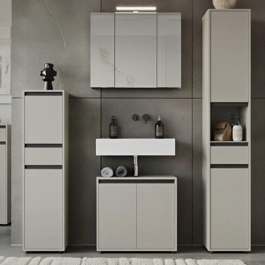 Hochschrank Hamburg mit Schublade und Türen, Soft-Close, matt, 33x181x34 cm