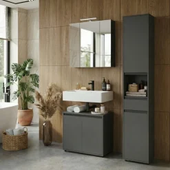 Hochschrank Hamburg mit Schublade und Türen, Soft-Close, matt, 33x181x34 cm