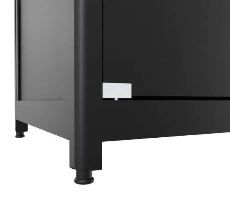Hochvitrine mit Unterschrank schwarz inkl. LED-Beleuchtung und 3 Einlegeböden