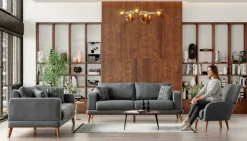 Hochwertige 3 + 3 + 1 Sofagarnitur Stilvolles Design für Komfort & elegantes Wohnen