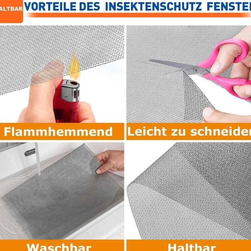 Hofudon Fliegengitter Meterware 120x250cm - Reißfestes Fiberglas Fliegennetz