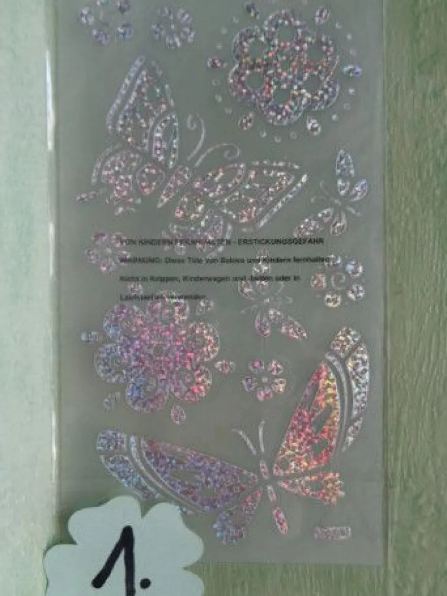 Hologramm -Metallic- Effekt Stickerbogen Tiere Schmetterlinge Bogen je 17x10 cm