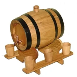 Holzfass Partyfass + 6 Becher Gravur Weinfass Eichenfass Deko Fass 2L 3L 5Liter