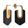 Holzkern Schmuck Damen-Ohrringe Sequoia Ohrstecker Walnuss/Goldfarben II