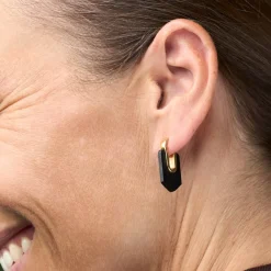 Holzkern Schmuck Damen-Ohrringe Sequoia Ohrstecker Walnuss/Goldfarben II