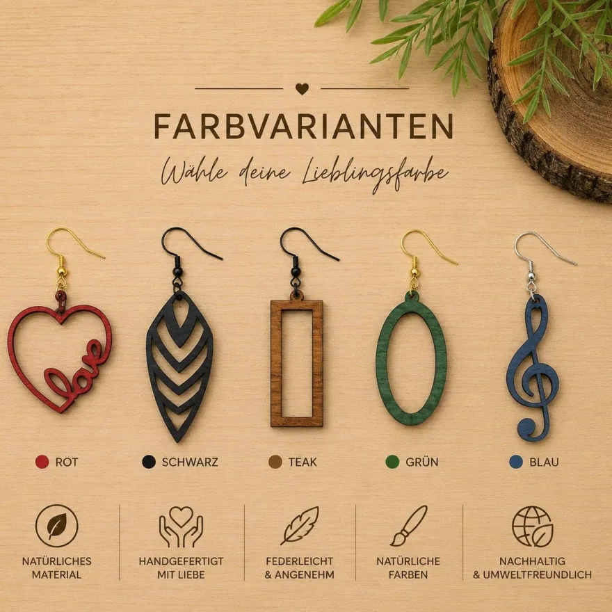 Holzohrringe Handgefertigt
