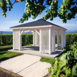 Holzpavillon Pavillon Gartenlaube Lamellen 350 x 350 300x300 Hersteller