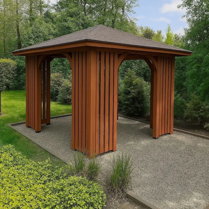 Holzpavillon Pavillon Gartenlaube Lamellen 350 x 350 300x300 Hersteller
