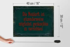 Holzschild Notdurft ist sitzenderweise geräuschlos zu verrichten, 3 vers Größen