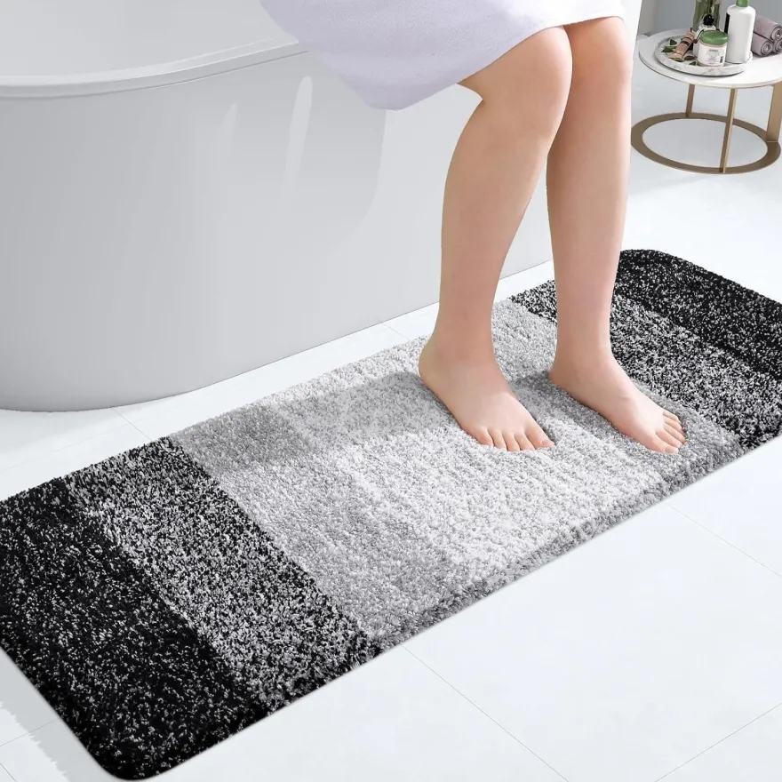 Homaxy Badezimmerteppich 40x120 cm, rutschfest und waschbar, flauschiger