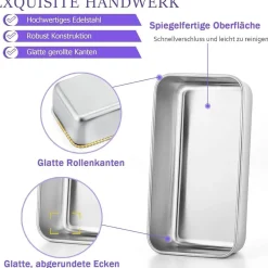 Homikit Kastenform 4er-Set, Edelstahl Brotbackform Königskuchenform, Rechteckig