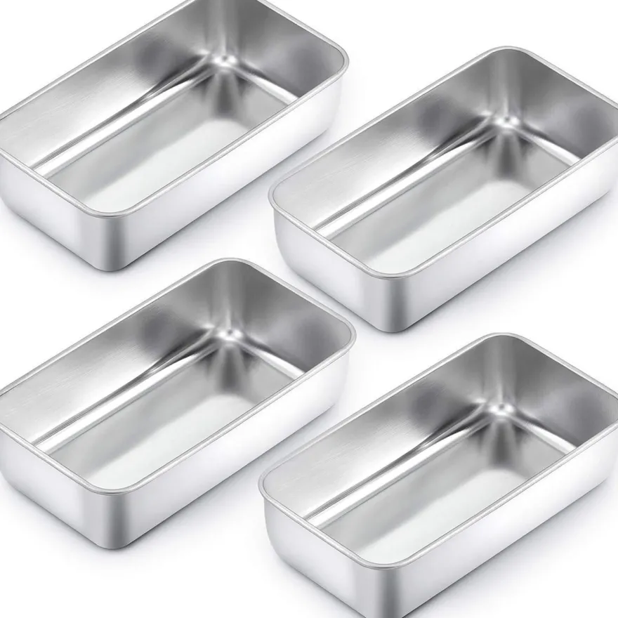 Homikit Kastenform 4er-Set, Edelstahl Brotbackform Königskuchenform, Rechteckig