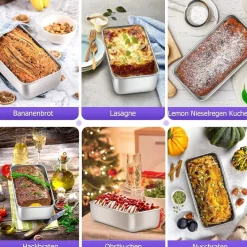 Homikit Kastenform 4er-Set, Edelstahl Brotbackform Königskuchenform, Rechteckig
