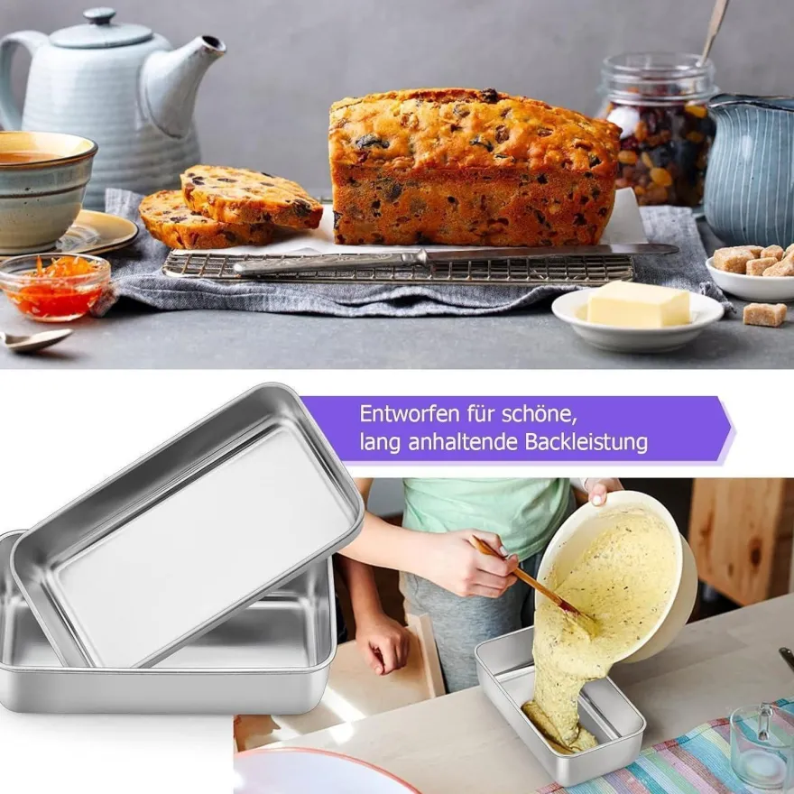 Homikit Kastenform 4er-Set, Edelstahl Brotbackform Königskuchenform, Rechteckig