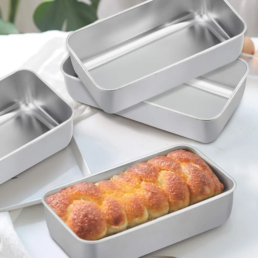 Homikit Kastenform 4er-Set, Edelstahl Brotbackform Königskuchenform, Rechteckig