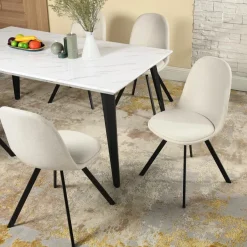 Homy Casa Esszimmerstühle 4er Set, Stoff Drehstuhl mit gepolsterter Sitzfläche
