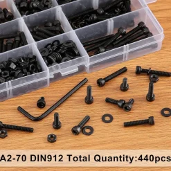 HonQiShiMY 540M4 Schrauben-Set M4 Sechskant, Schwarz Vernickelt, 540 Teile