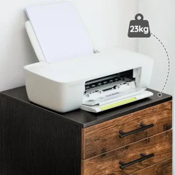 HOOBRO Aktenschrank Rollcontainer 5 Schubladen Holz Büroschrank Rustikal