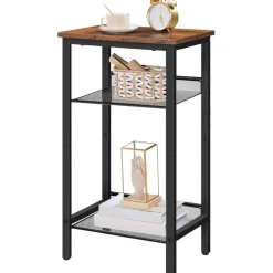 HOOBRO Beistelltisch Telefontisch Gitterablagen 38x28x74cm Industrie-Design