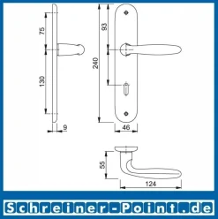 Hoppe Verona Aluminium F2 Neusilber Langschildgarnitur 1510/273P OB Ovalbart BB