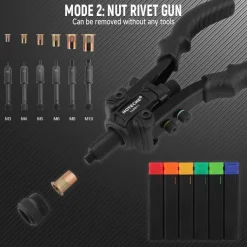 Hoteche Nietmutternzange Set M3-M10 & 2,4-6,4mm Niete mit Aufspreizer und