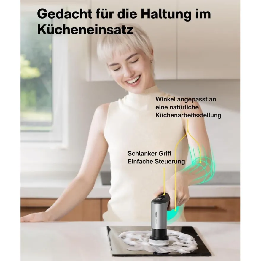 HOTO Akku Elektrische Reinigungsbürste mit 6 Bürstenköpfen, IPX7 Wasserdicht