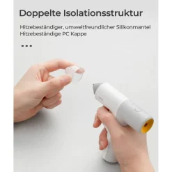 HOTO Akku Heißklebepistole, kabellos mit USB-C, 30s Schnellaufheizung, inkl. 10