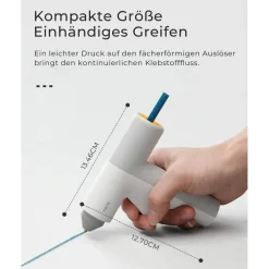 HOTO Akku Heißklebepistole, kabellos mit USB-C, 30s Schnellaufheizung, inkl. 10