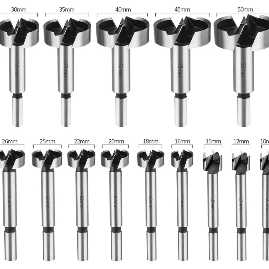 HPHOPE Forstnerbohrer Set 15-teilig für Holz Ø10-50mm mit Aufbewahrungskoffer