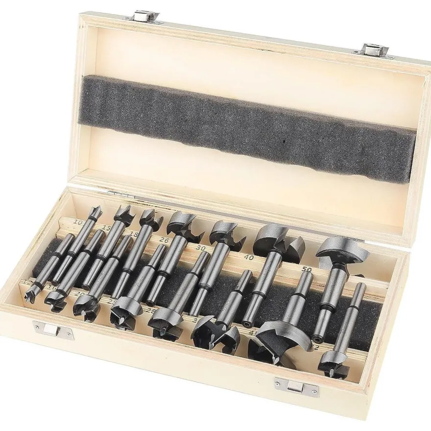HPHOPE Forstnerbohrer Set 15-teilig für Holz Ø10-50mm mit Aufbewahrungskoffer