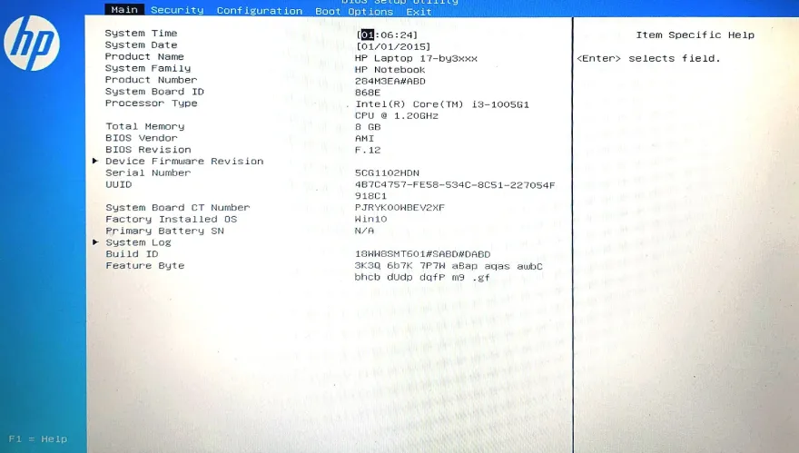 HP Laptop 17-BY Mainboard Intel Core i3-1005G1 6050A3168901 L87450-601 DEFEKT